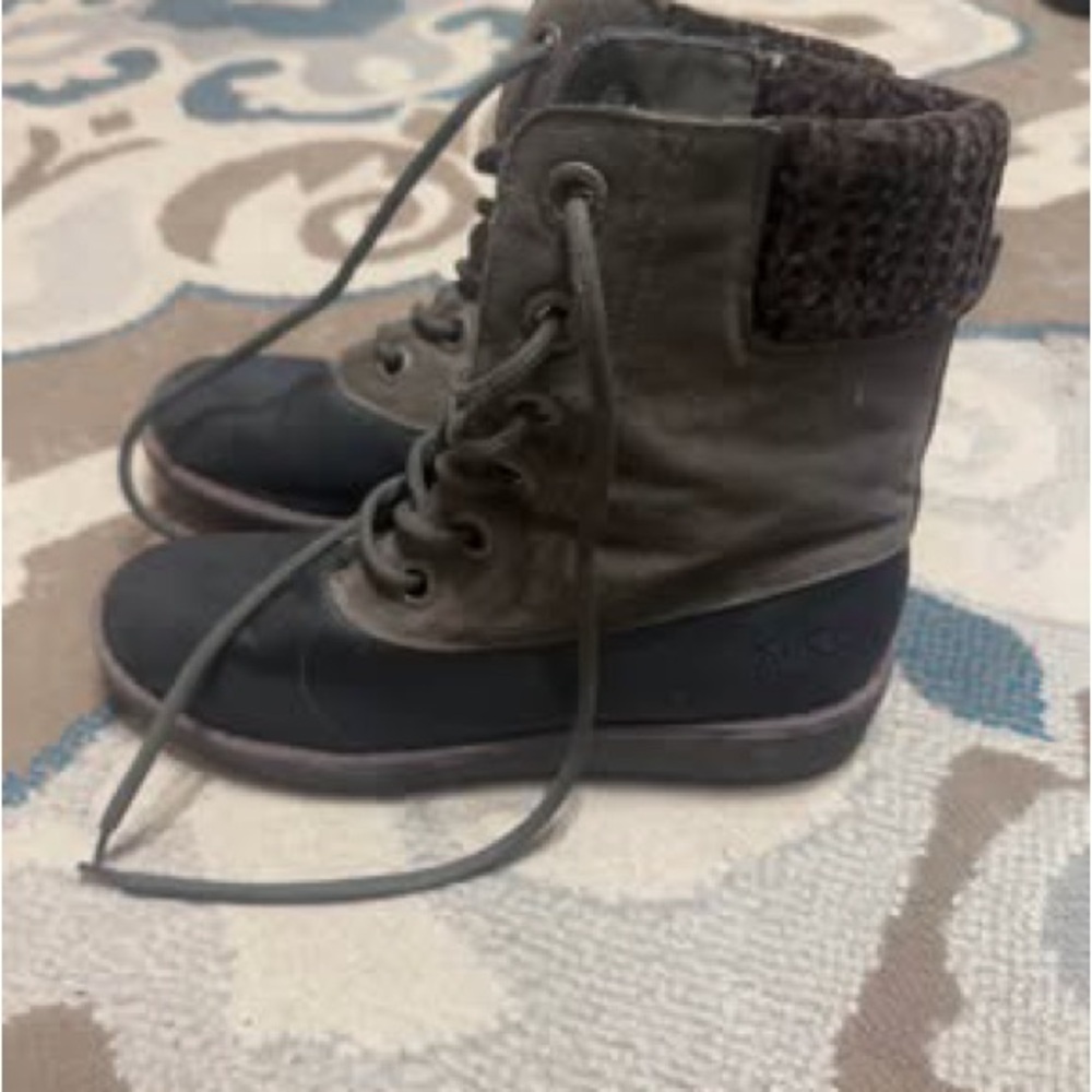 Stylish Two-Tone Lace-Up Boots